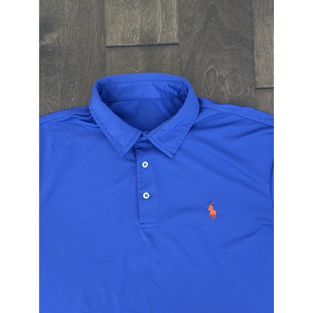 Polo Ralph Lauren Performance Mens Blue Short Sleeve Polo Shirt Size L Golf Pony